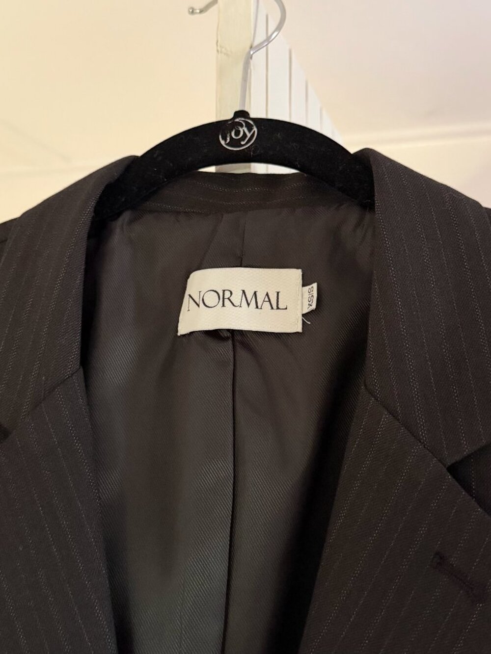 Normal / The Frankie Shop Wool Pinstripe Oversized Blazer Jacket Size XS/S Black - Picture 9 of 10